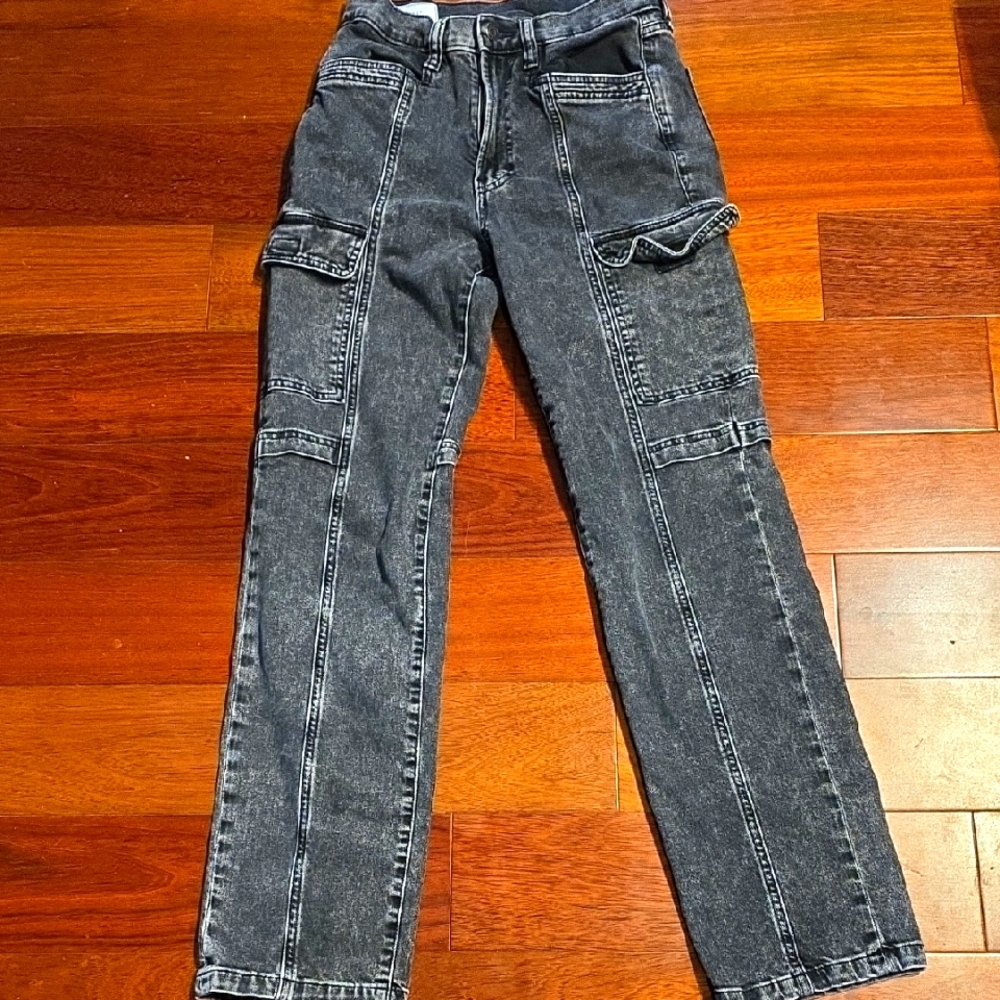 Gap Cargo Straight Leg Black Jeans
